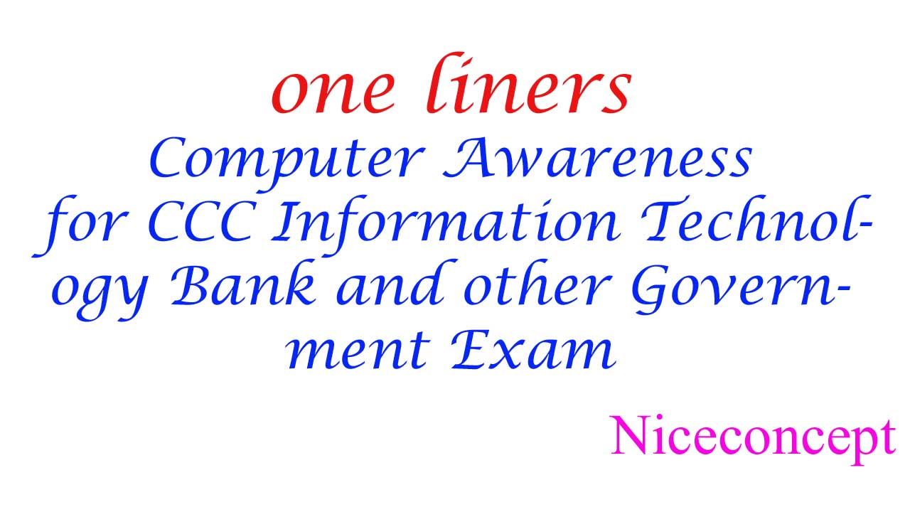 One liners compute awareness for CCC Bank SSC Information technology ...